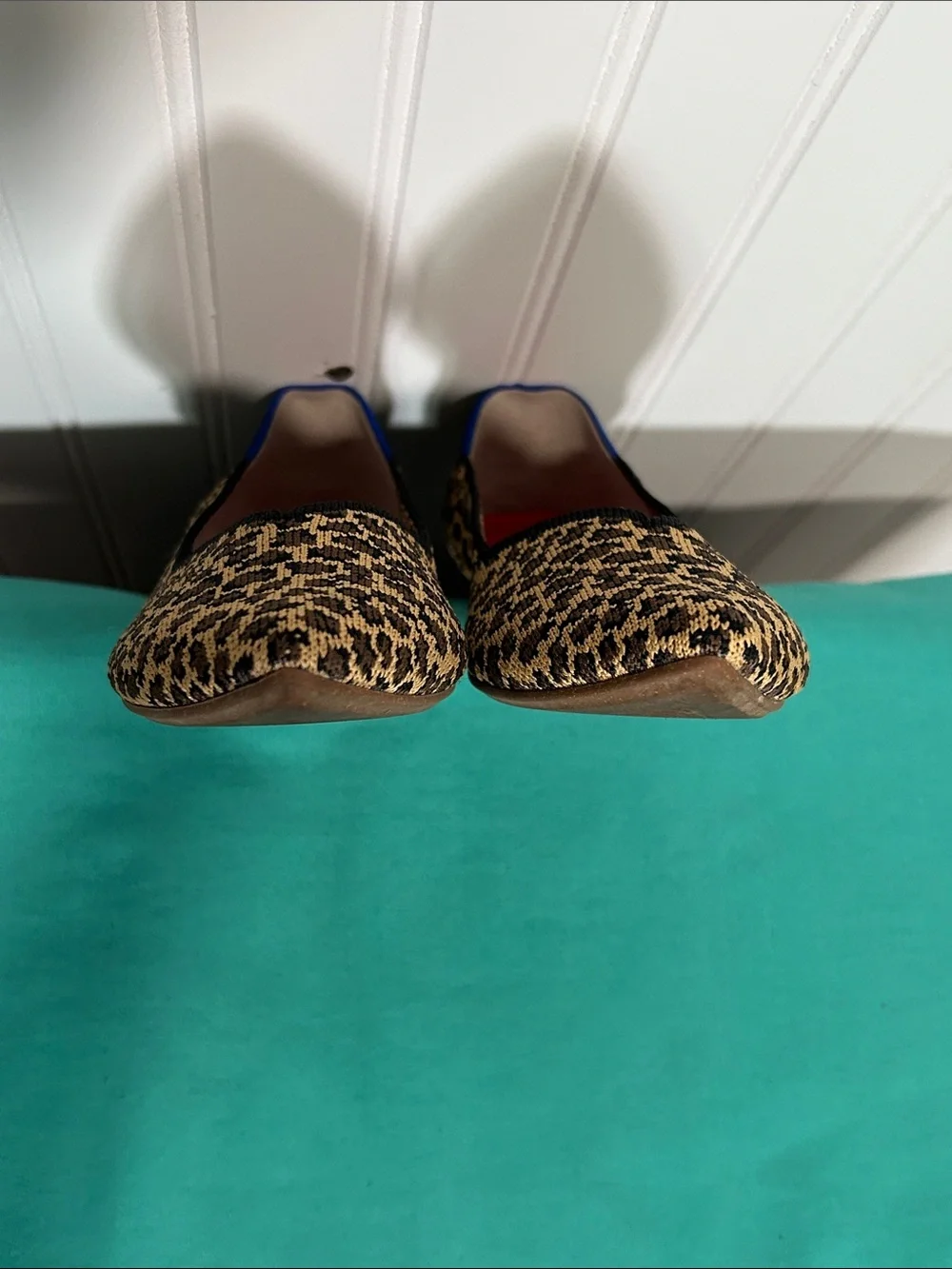 Rothy's Leopard Print Pointed Toe Flats with Red Insole Sz: 7.5
